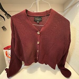 Ambiance Maroon Button-Up Cardigan
